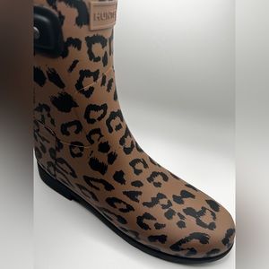 Hunter Original Refined Short Hybrid Print Leopard boots